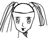 Dibujo de Face of girl with pigtails