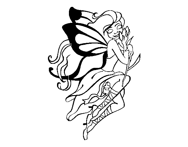 Fairy tattoo coloring page