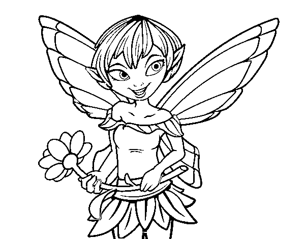 Fairy with daisy  coloring page