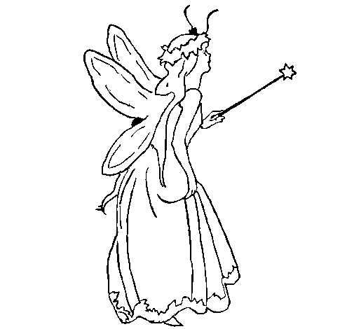Fairy with long hair coloring page