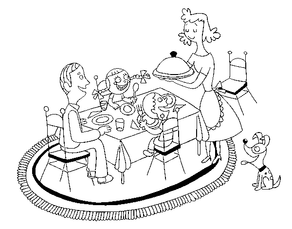 Family dinner coloring page