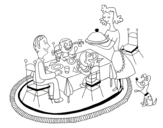 Family dinner coloring page