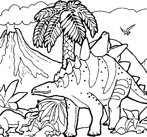 Family of Tuojiangosaurus coloring page
