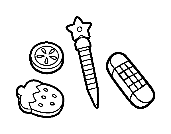 Fantasy pencil and rubber coloring page