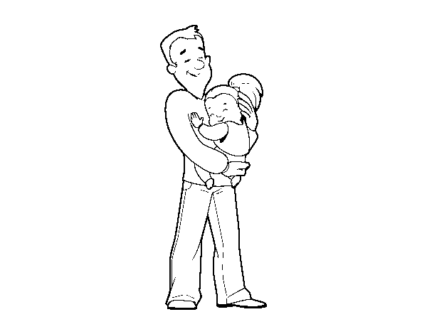 Father and daughter coloring page