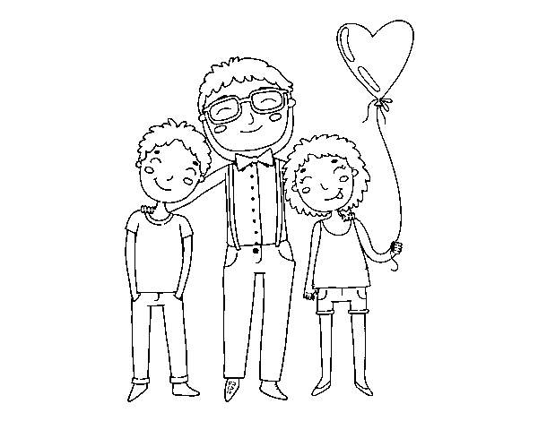 Father and sons coloring page