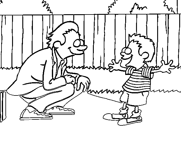Father with son coloring page