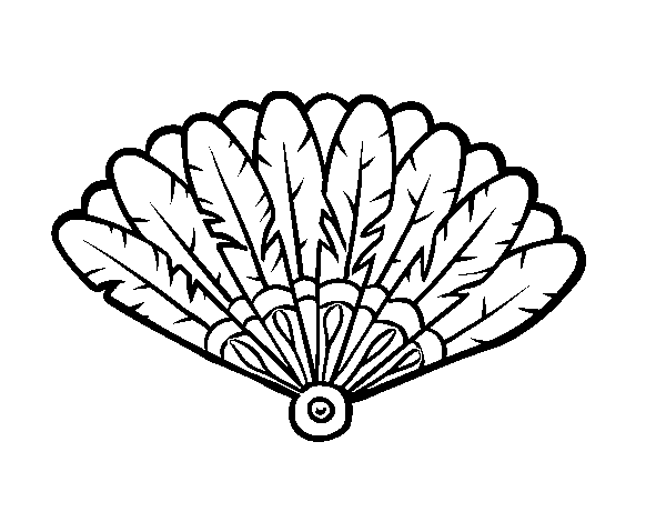 Feather hand fan coloring page