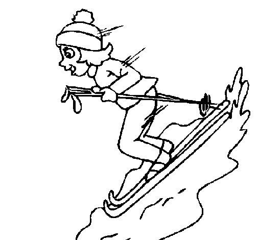Female skier coloring page