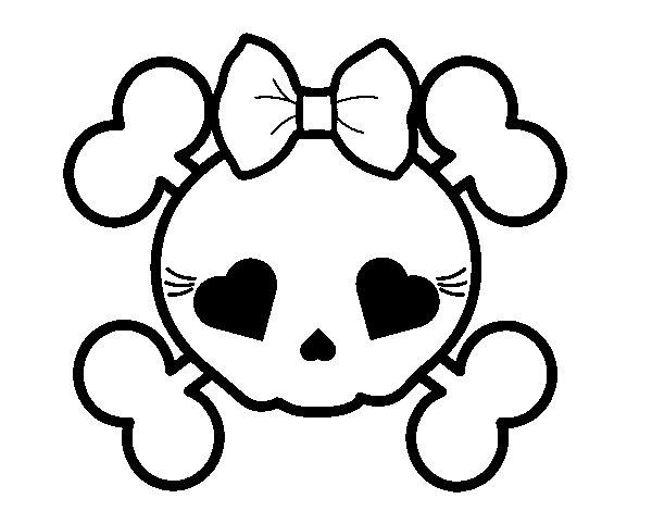 Female skull coloring page