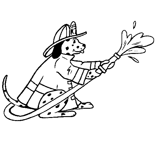 Firefighter dalmatian coloring page