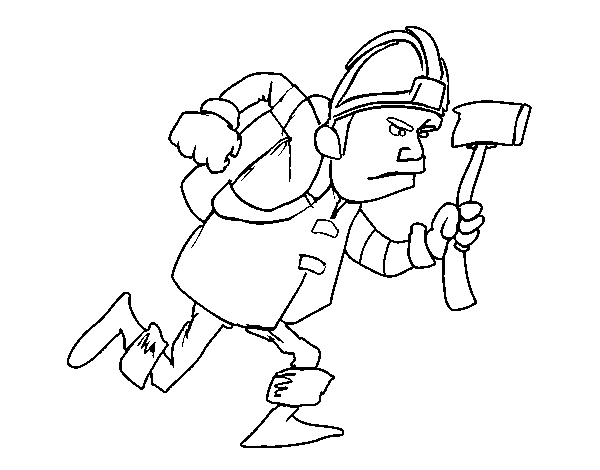 Fireman with ax coloring page