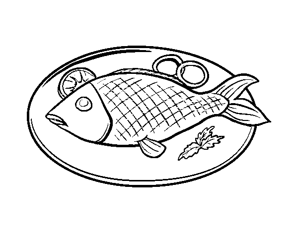 Fish plate coloring page