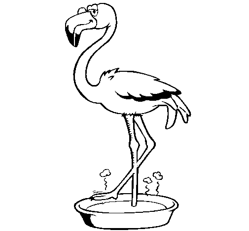 Flamingo with soaking feet  coloring page