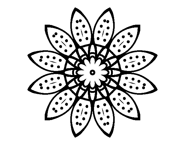 Flower mandala with petals coloring page