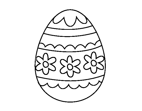 Flowery easter egg coloring page