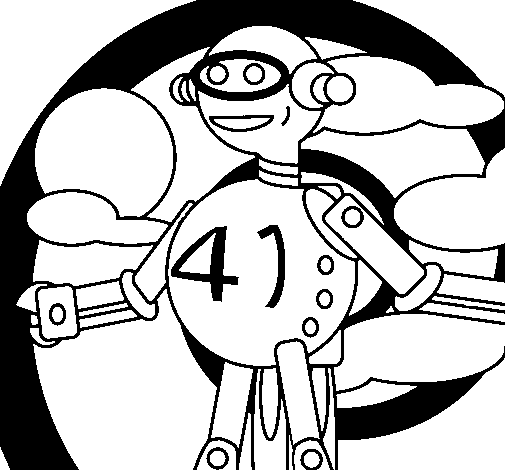 Flying Robot coloring page