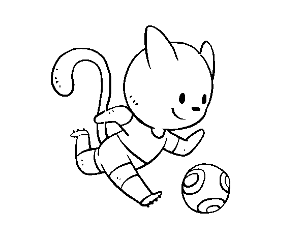 Football cat player coloring page