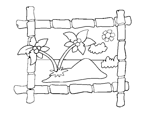 Frame with palm trees coloring page