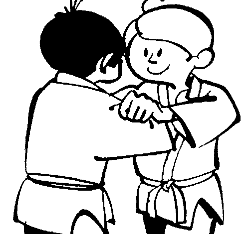 Friendly judo coloring page
