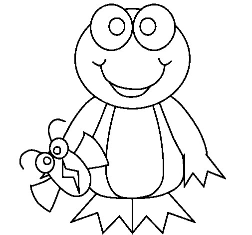 Frog and insect coloring page