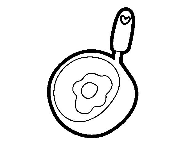 Frying pan for frying coloring page