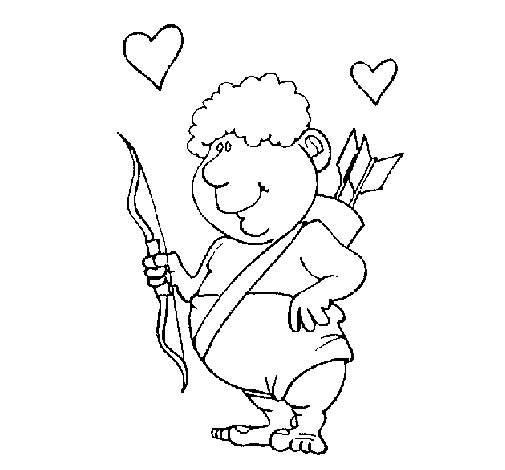 Funny cupid coloring page
