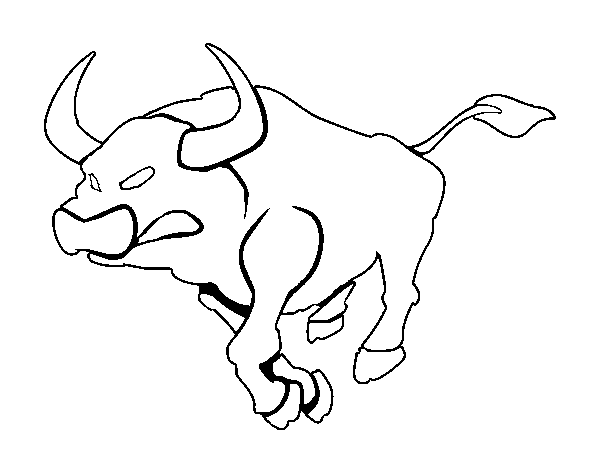 Furious bull coloring page
