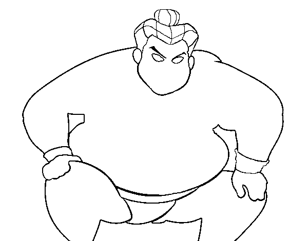 Furious sumo wrestler coloring page