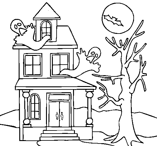 Ghost house coloring page