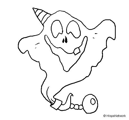 Ghost with party hat coloring page
