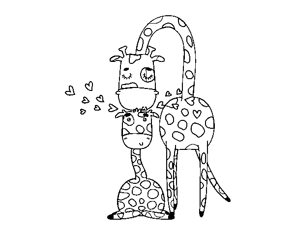 Giraffe mother coloring page