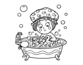 Girl taking a bath coloring page