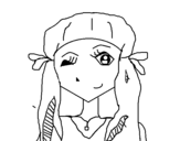 Girl winking coloring page