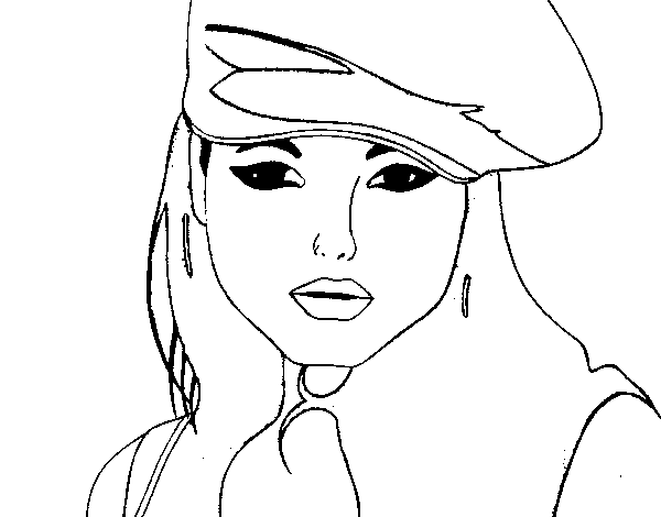 Girl with bere coloring page