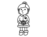 Girl with cookies coloring page