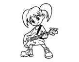  Girl with electric guitar coloring page