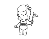 Girl with flag coloring page