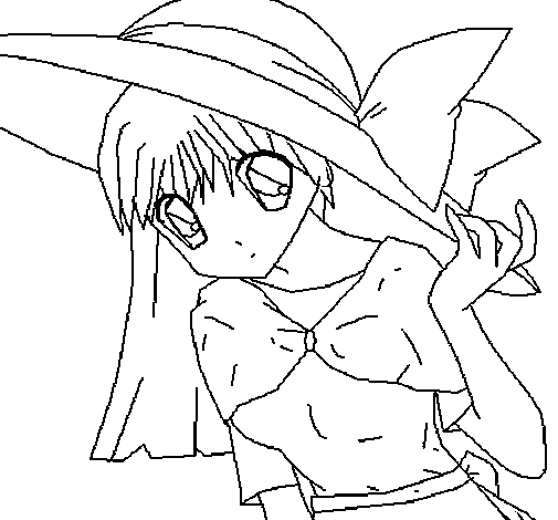 Girl with hat pamela coloring page