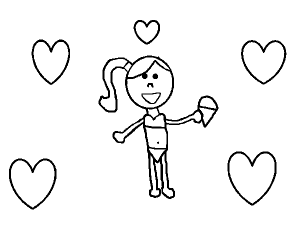 Girl with ice cream coloring page - Coloringcrew.com