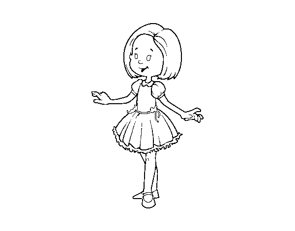 Girl with princess dress coloring page