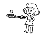 Girl with racket coloring page