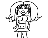 Girl with skirt coloring page