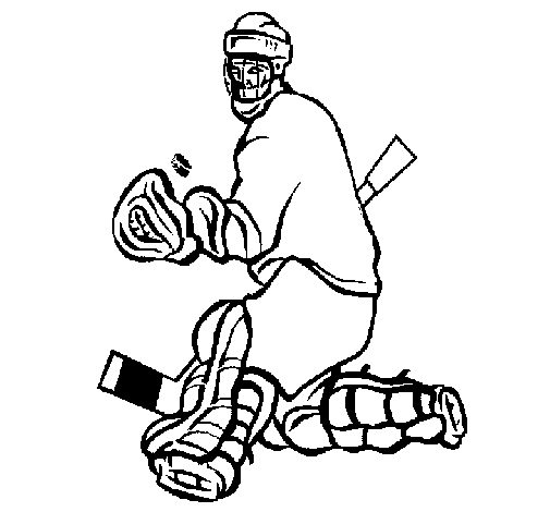 Goaltender stopping puck coloring page