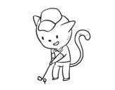 Golf cat coloring page