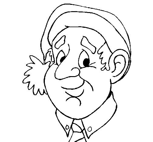 Grandfather with Christmas hat coloring page
