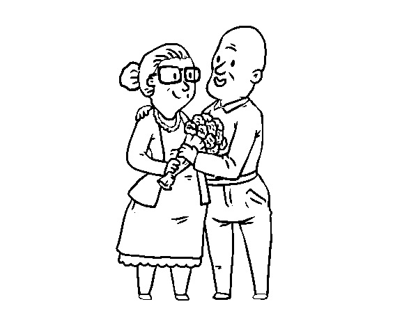 Grandparents in love coloring page