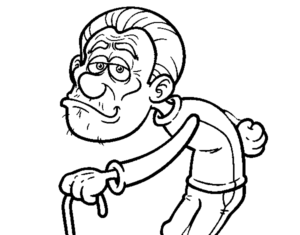 Granpa with cane coloring page