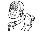 Granpa with cane coloring page