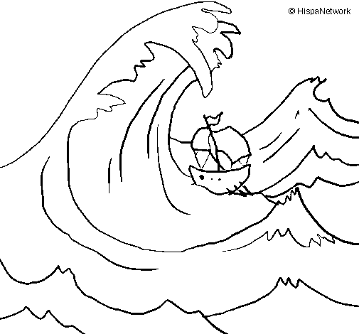 Great wave coloring page